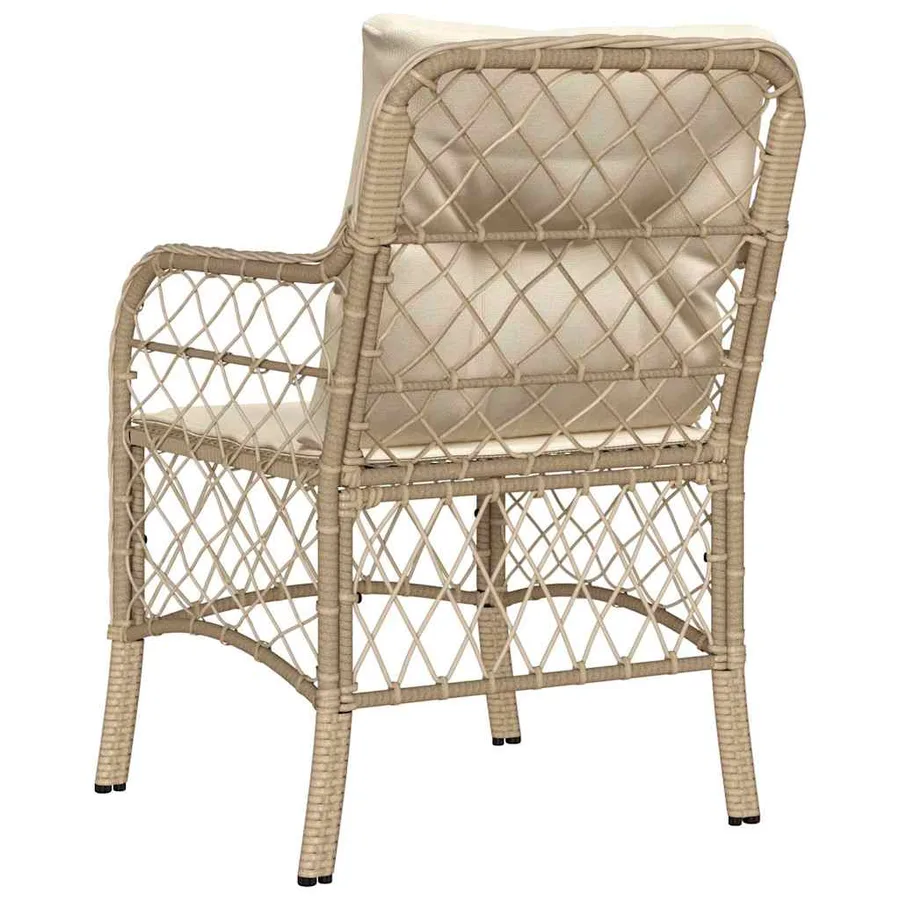 Chaises de jardin avec coussins lot de 2 beige résine tressée - 7
