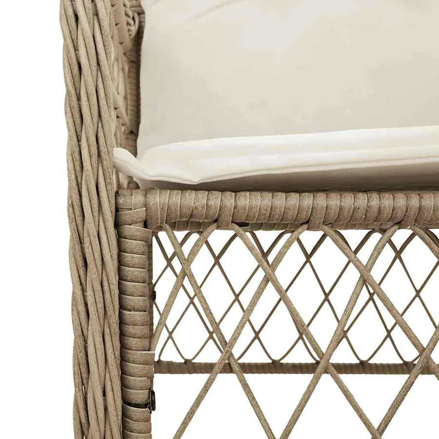 Chaises de jardin avec coussins lot de 2 beige résine tressée - 8