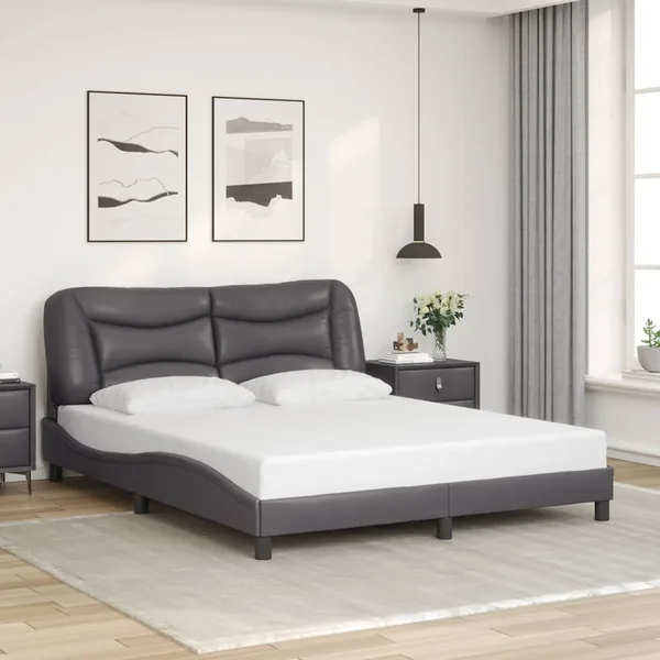 Cadre de lit sans matelas Hvar gris 160x200 cm similicuir