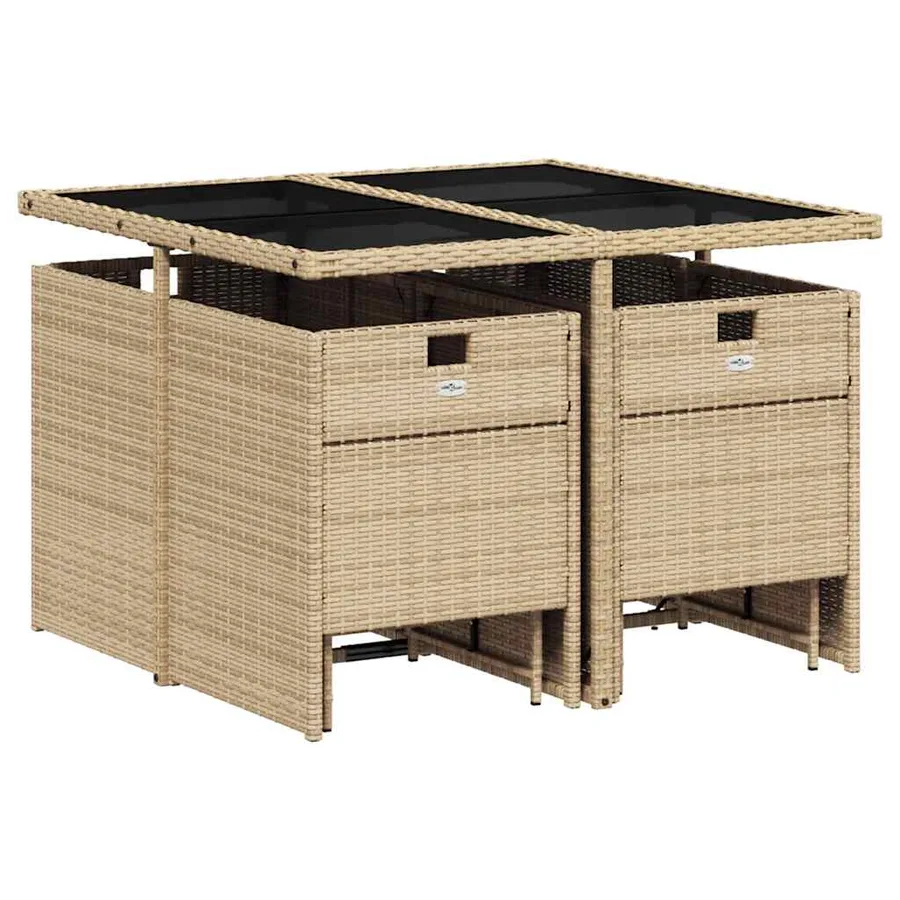 Ensemble à manger de jardin et coussins 9 pcs mélange beige - 3