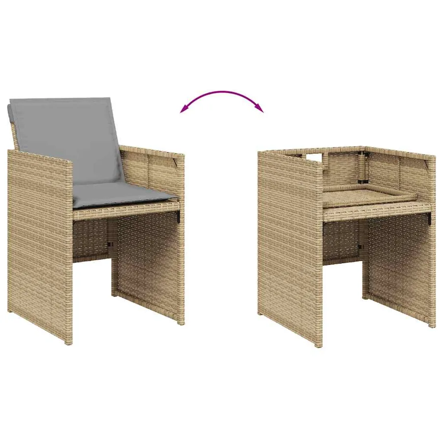 Chaises de jardin avec coussins lot de 4 mélange beige - 8