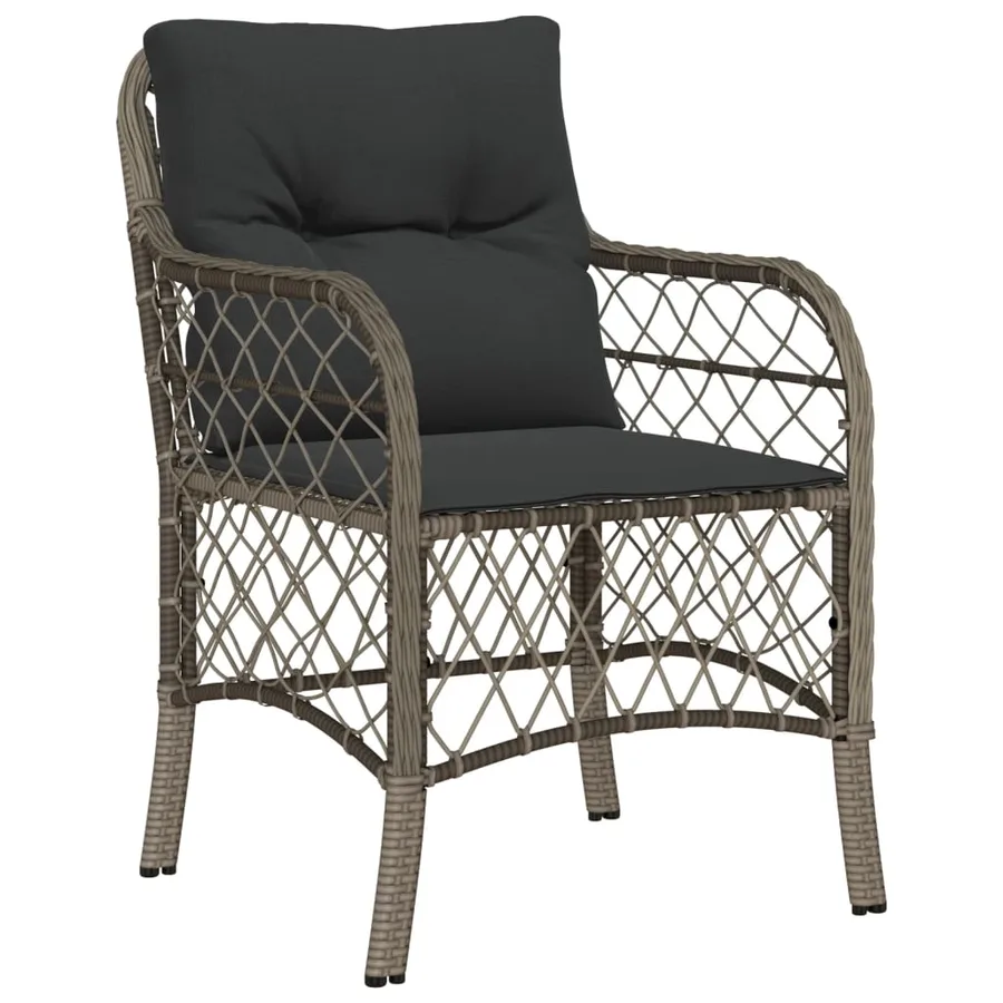 Ensemble à manger de jardin 5 pcs coussins gris résine tressée - 3
