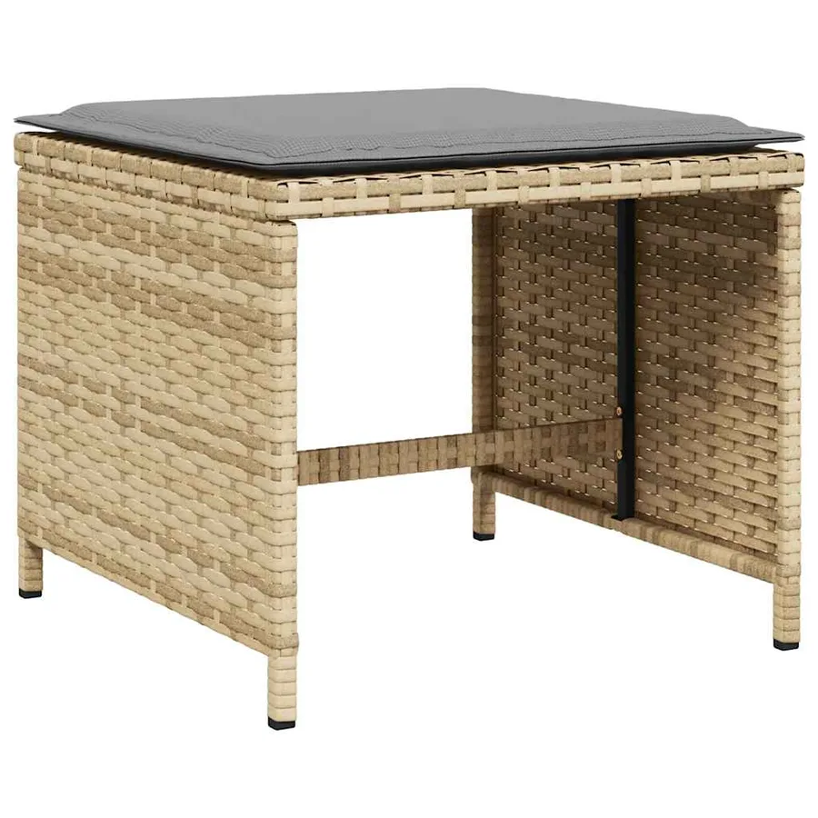 Tabourets de jardin coussins lot de 4 mélange beige 41x41x36 cm - 4