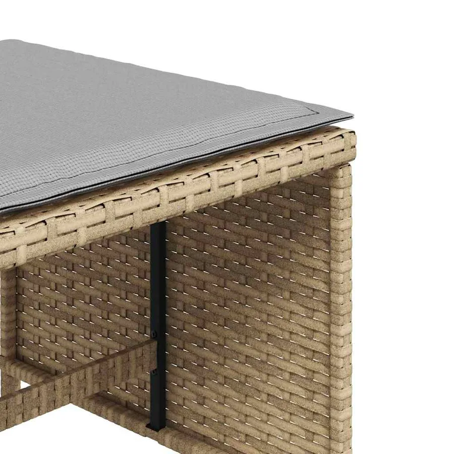 Tabourets de jardin coussins lot de 4 mélange beige 41x41x36 cm - 9