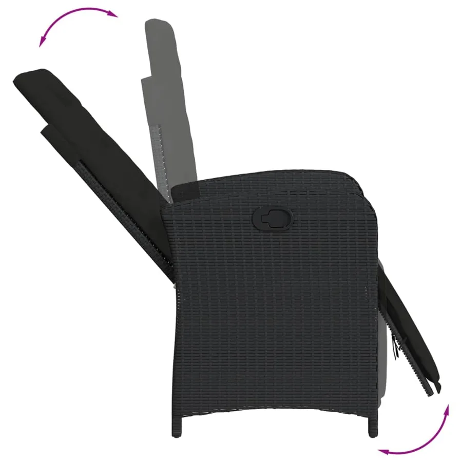 Ensemble à manger de jardin coussins 5pcs Noir Résine tressée - 5