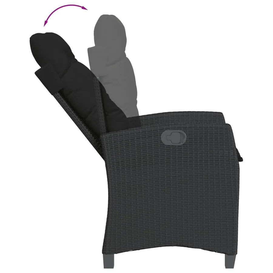 Ensemble à manger de jardin 9pcs coussins noir résine tressée - 8