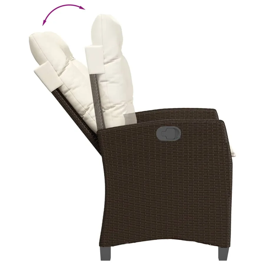 Ensemble à manger de jardin 5 pcs et coussins marron poly rotin - 6