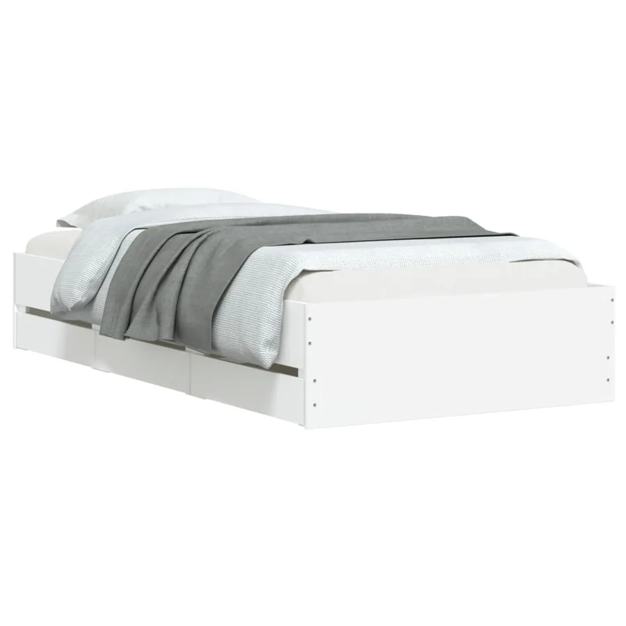 Cadre de lit avec tiroirs sans matelas blanc 90x190 cm - 3