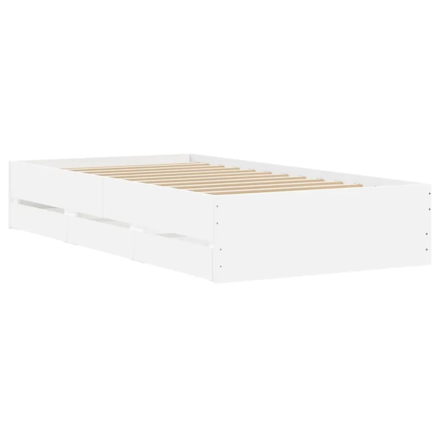 Cadre de lit avec tiroirs sans matelas blanc 90x190 cm - 4