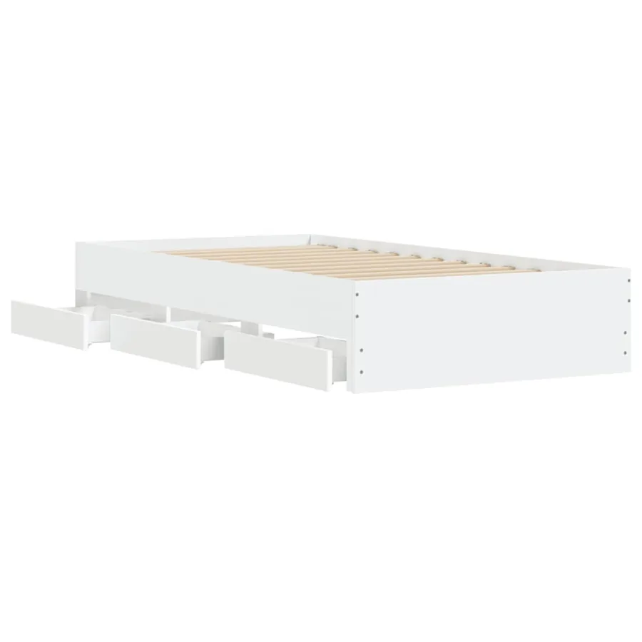 Cadre de lit avec tiroirs sans matelas blanc 90x190 cm - 5