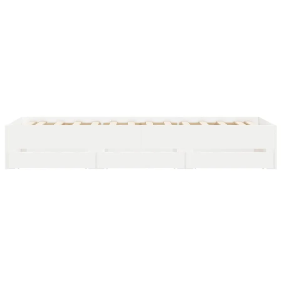 Cadre de lit avec tiroirs sans matelas blanc 90x190 cm - 7