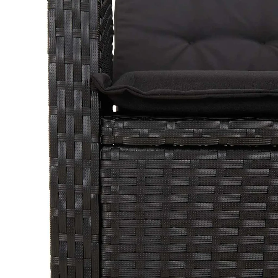 Ensemble à manger de jardin coussins 7pcs Noir Résine tressée - 6