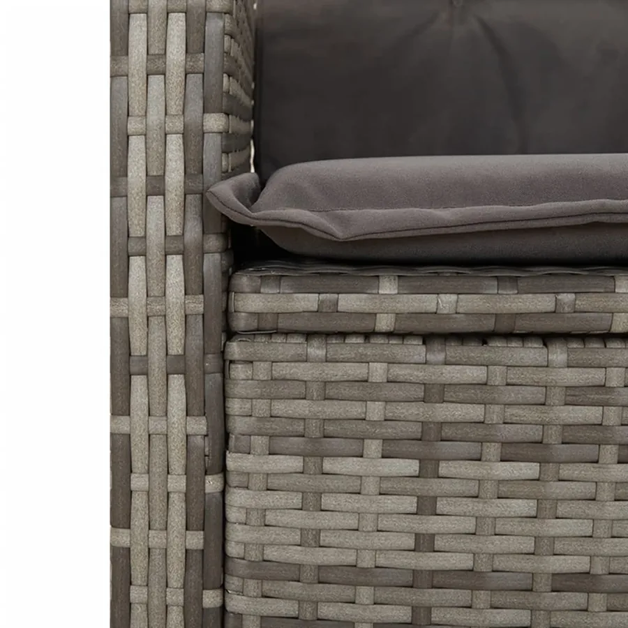 Chaises inclinables de jardin lot de 2 et coussins gris rotin - 10