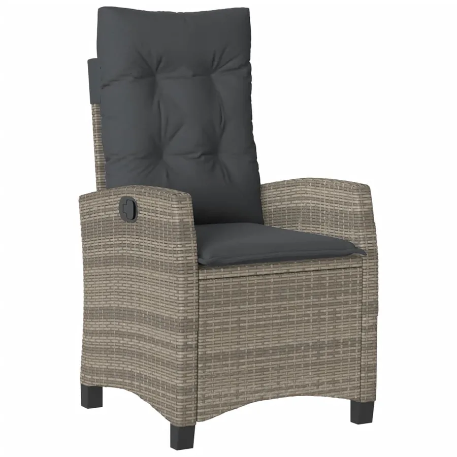 Chaises inclinables de jardin lot de 2 et coussins gris rotin - 4