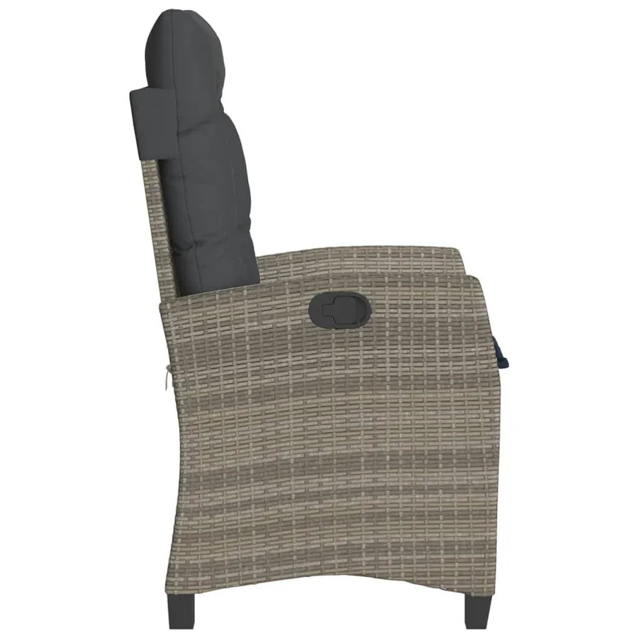 Chaises inclinables de jardin lot de 2 et coussins gris rotin - 6