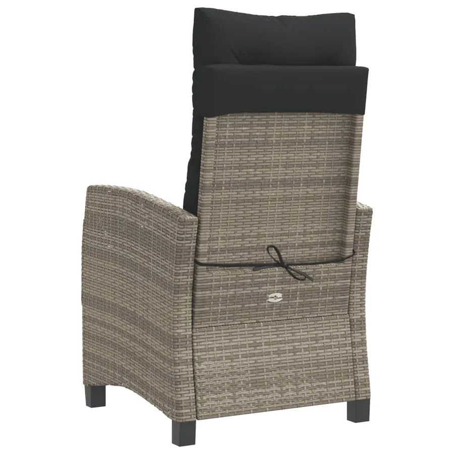 Chaises inclinables de jardin lot de 2 et coussins gris rotin - 7