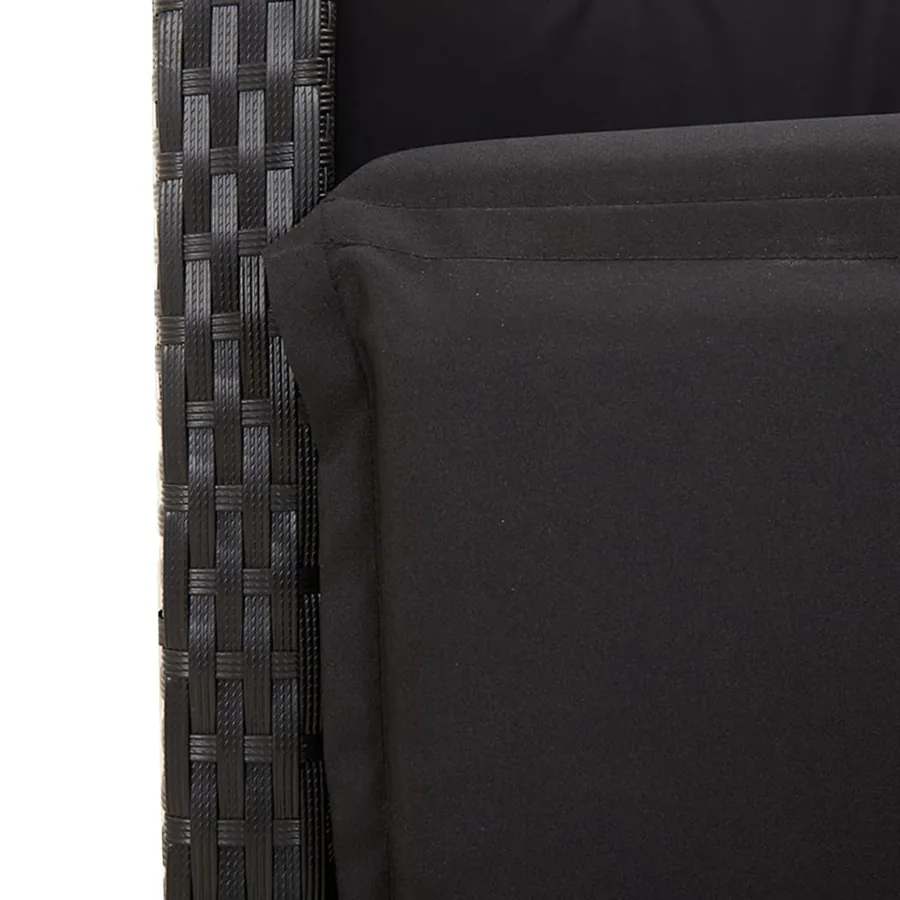 Ensemble à manger de jardin coussins 5pcs Noir Résine tressée - 9