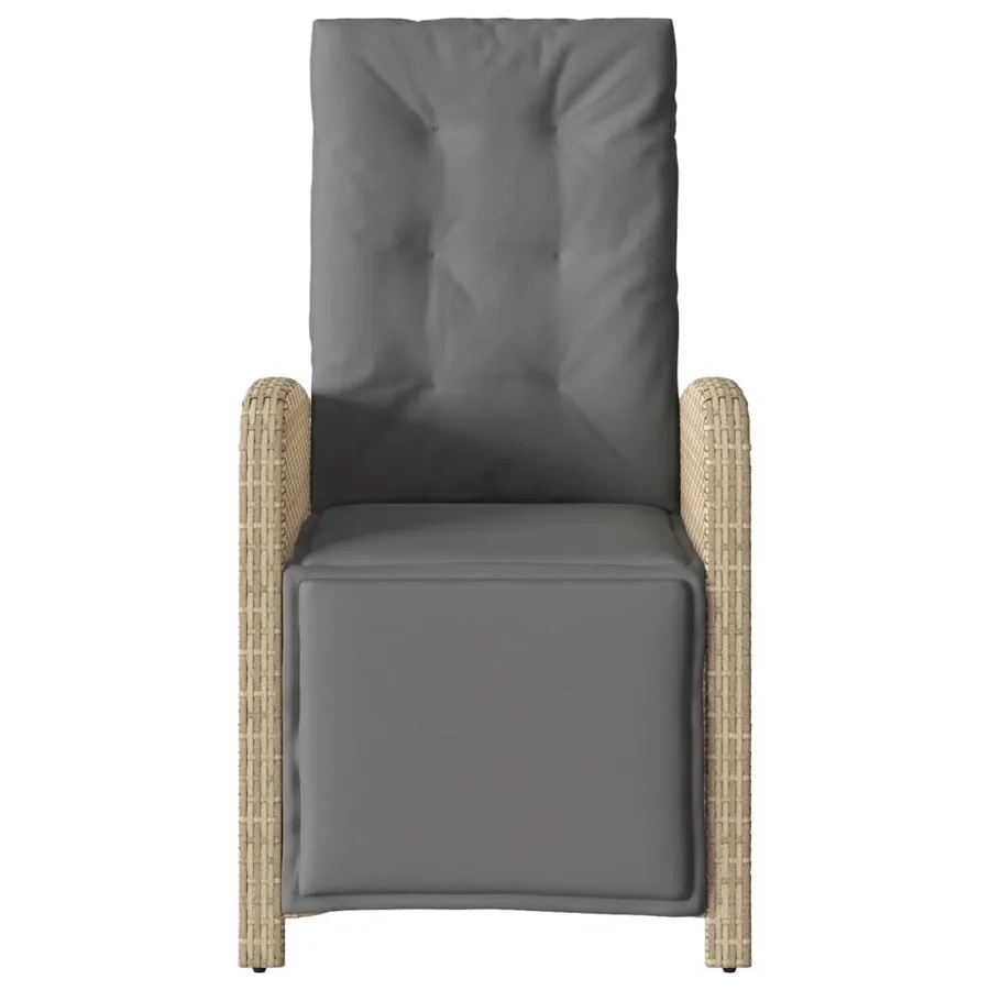 Chaise inclinable de jardin et repose-pied mélange beige rotin - 4