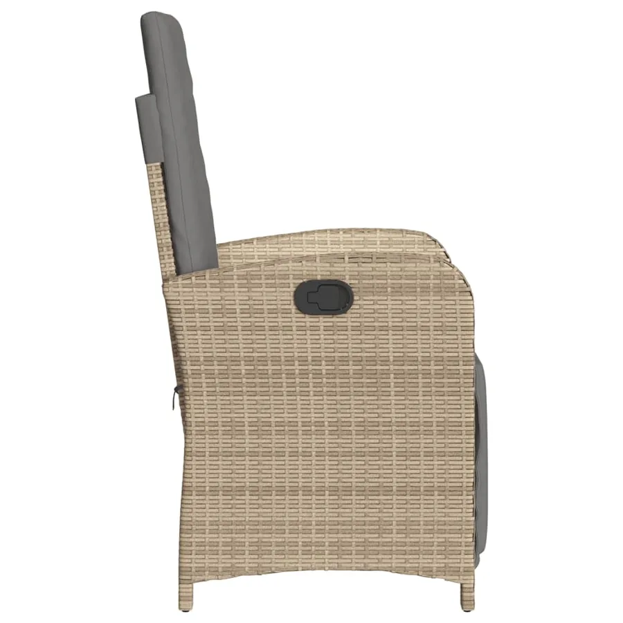 Chaise inclinable de jardin et repose-pied mélange beige rotin - 5