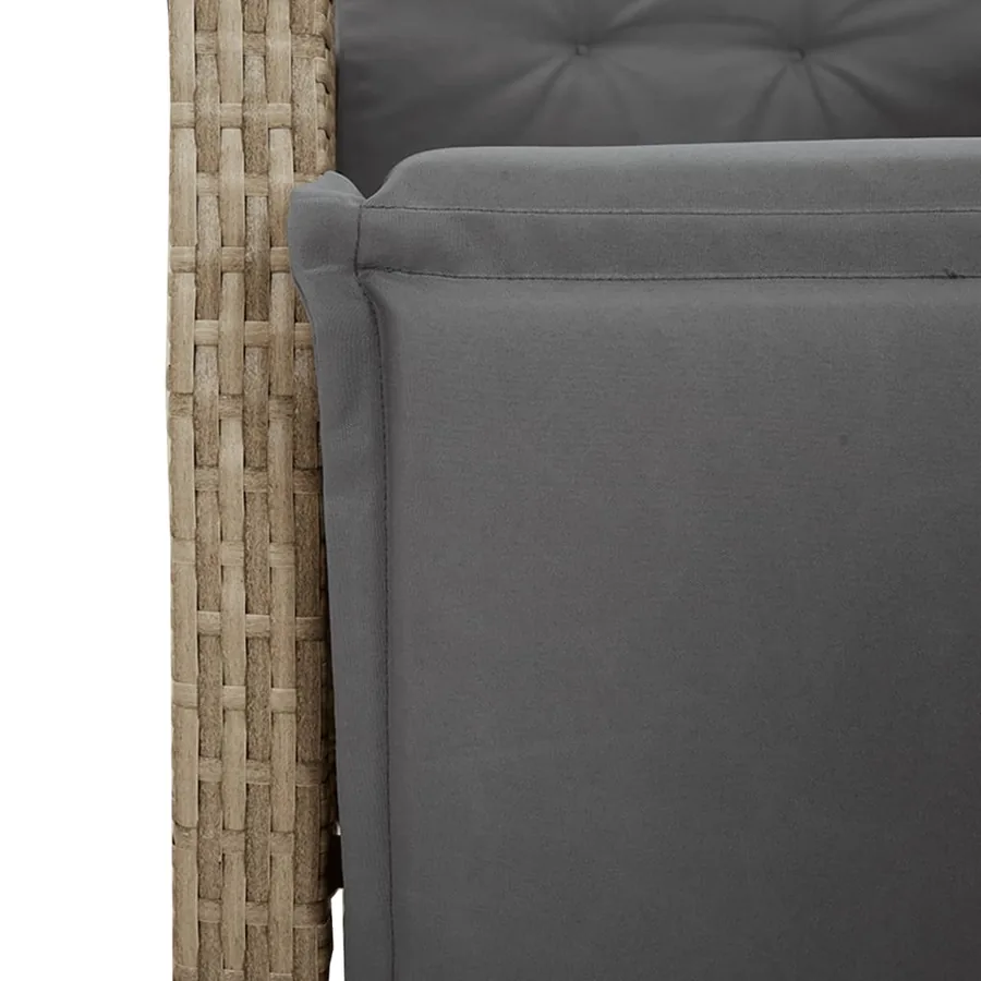 Chaise inclinable de jardin et repose-pied mélange beige rotin - 9