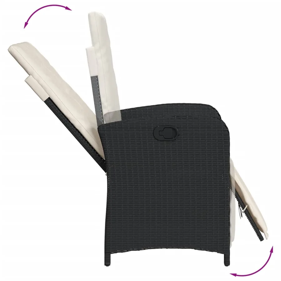 Ensemble à manger de jardin coussins 7pcs Noir Résine tressée - 3