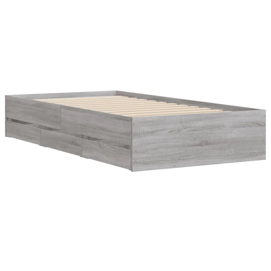 Cadre de lit avec tiroirs sans matelas sonoma gris 75x190 cm - 4