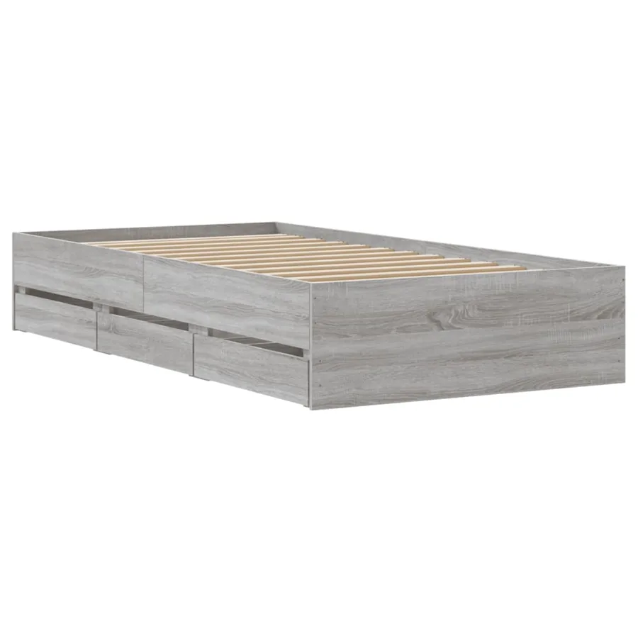 Cadre de lit avec tiroirs sans matelas sonoma gris 75x190 cm - 8