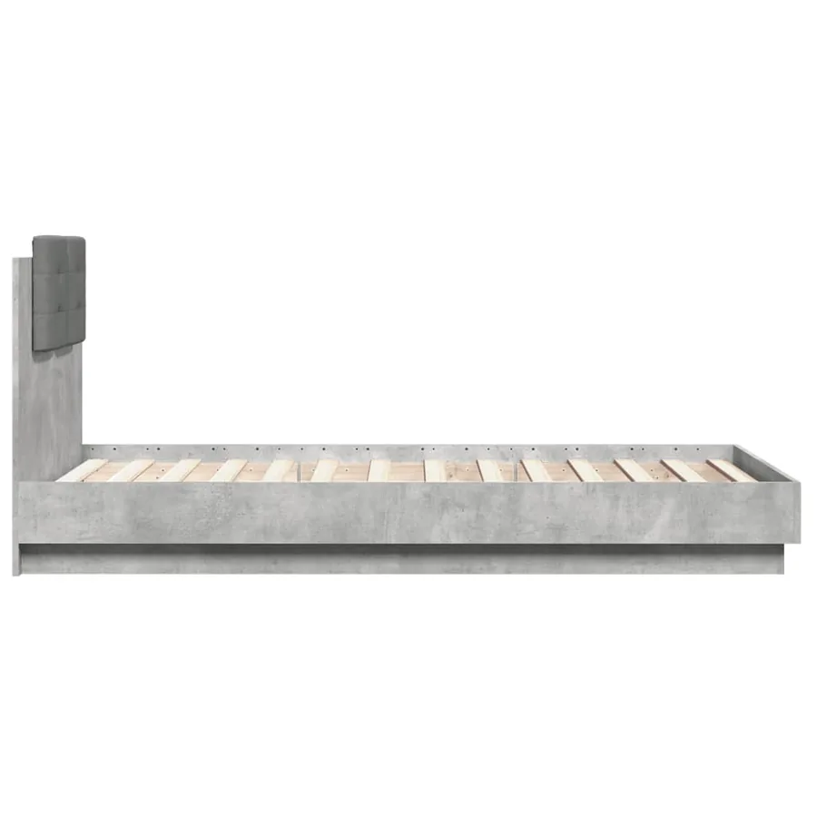 Cadre de lit avec LED sans matelas gris béton 75x190 cm - 7