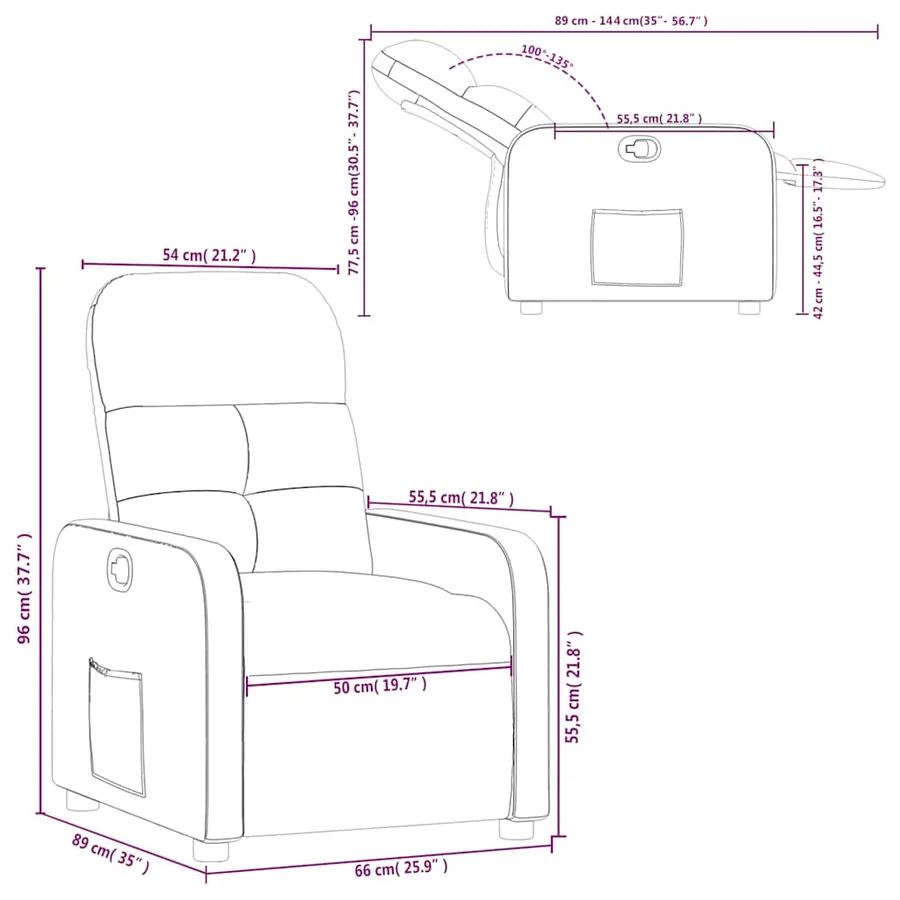 Fauteuil inclinable Rouge bordeaux Tissu - 11
