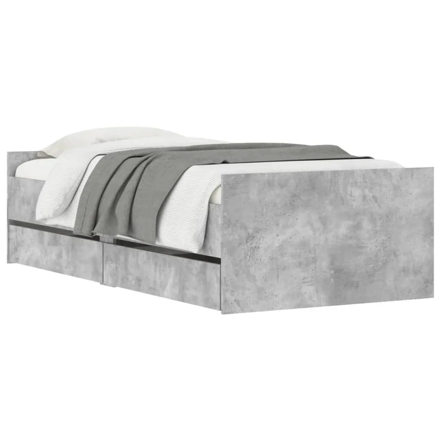 Cadre de lit sans matelas gris béton 75x190 cm - 4