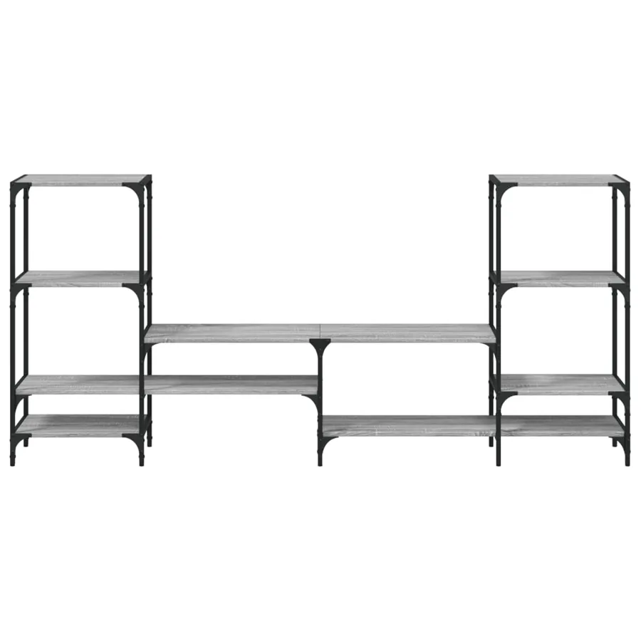Meuble TV sonoma gris 206,5x28,5x95 cm bois d'ingénierie - 5