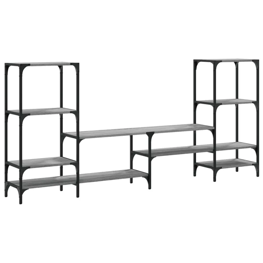 Meuble TV sonoma gris 206,5x28,5x95 cm bois d'ingénierie - 7