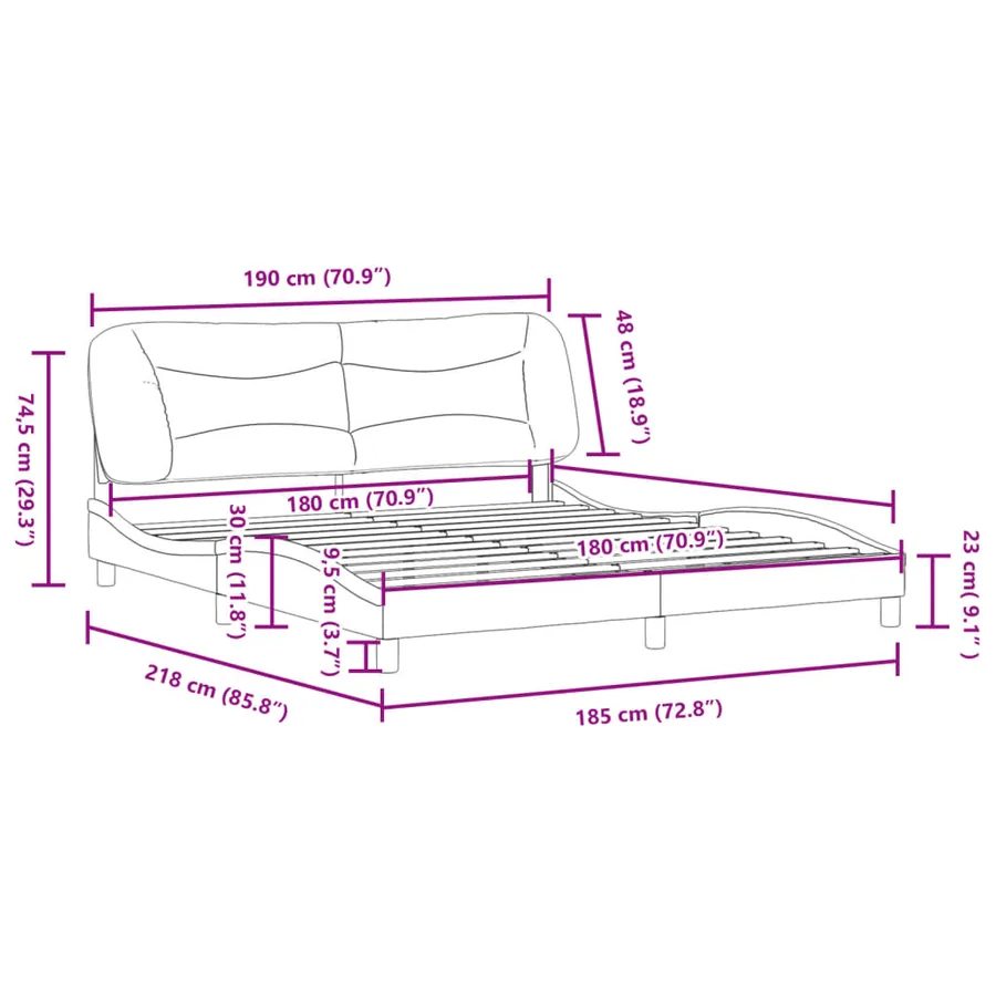 Cadre de lit avec LED sans matelas Hvar noir et blanc 180x200 cm - 17