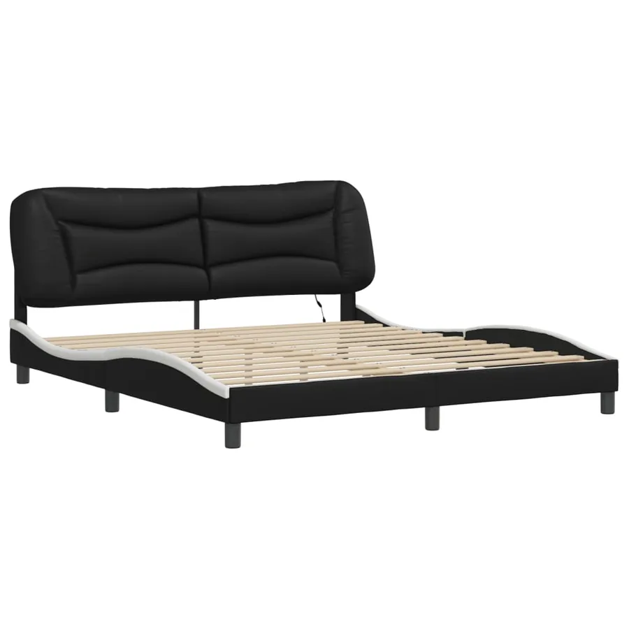Cadre de lit avec LED sans matelas Hvar noir et blanc 180x200 cm - 3