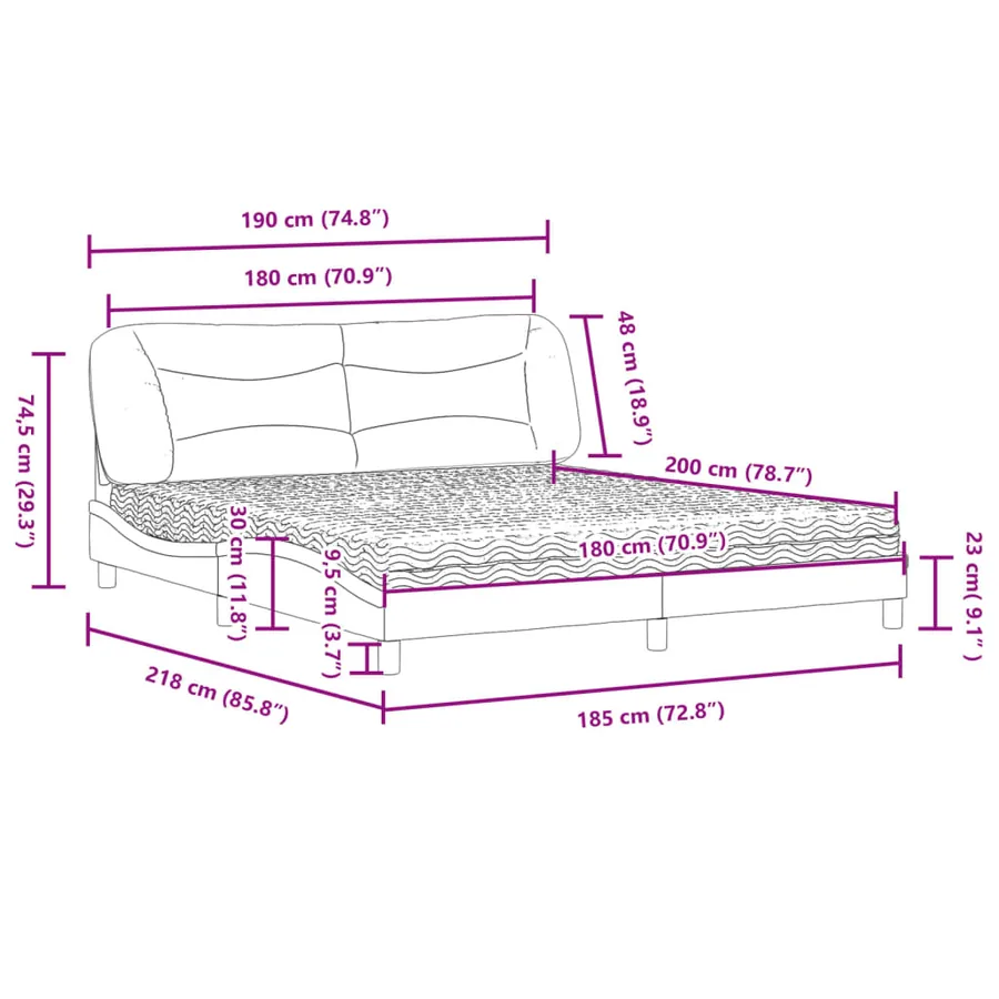 Lit avec matelas Hvar cappuccino 180x200 cm similicuir - 11