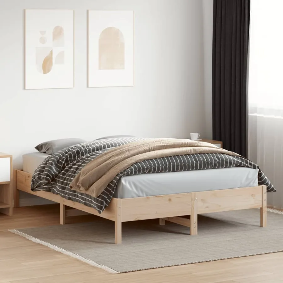 Cadre de lit sans matelas 140x200 cm bois massif de pin - 3