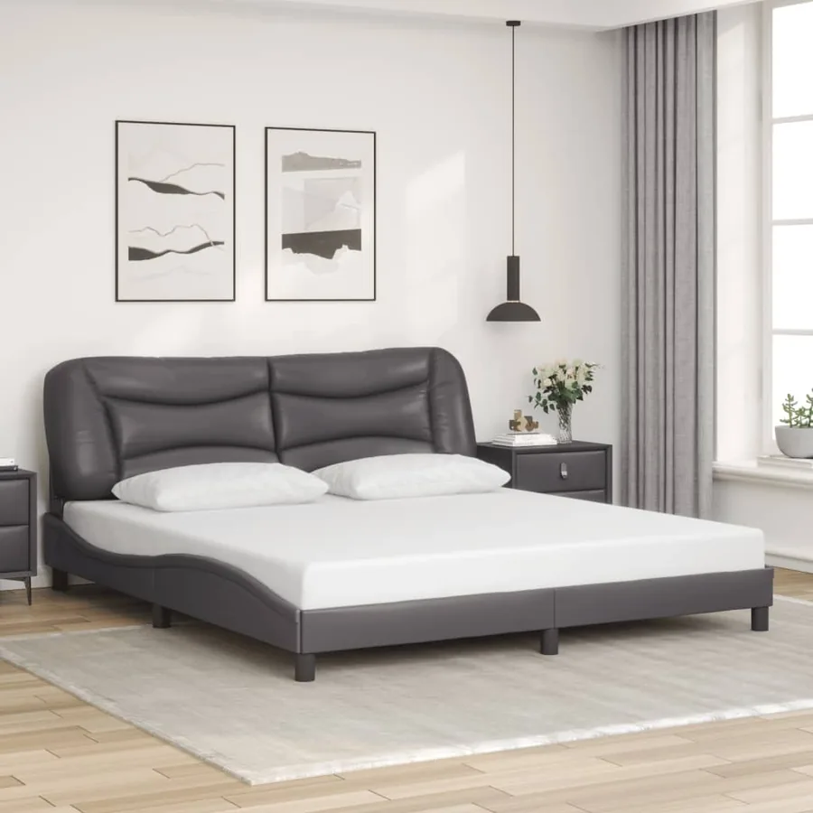 Cadre de lit avec LED sans matelas Hvar gris 180x200 cm - 4