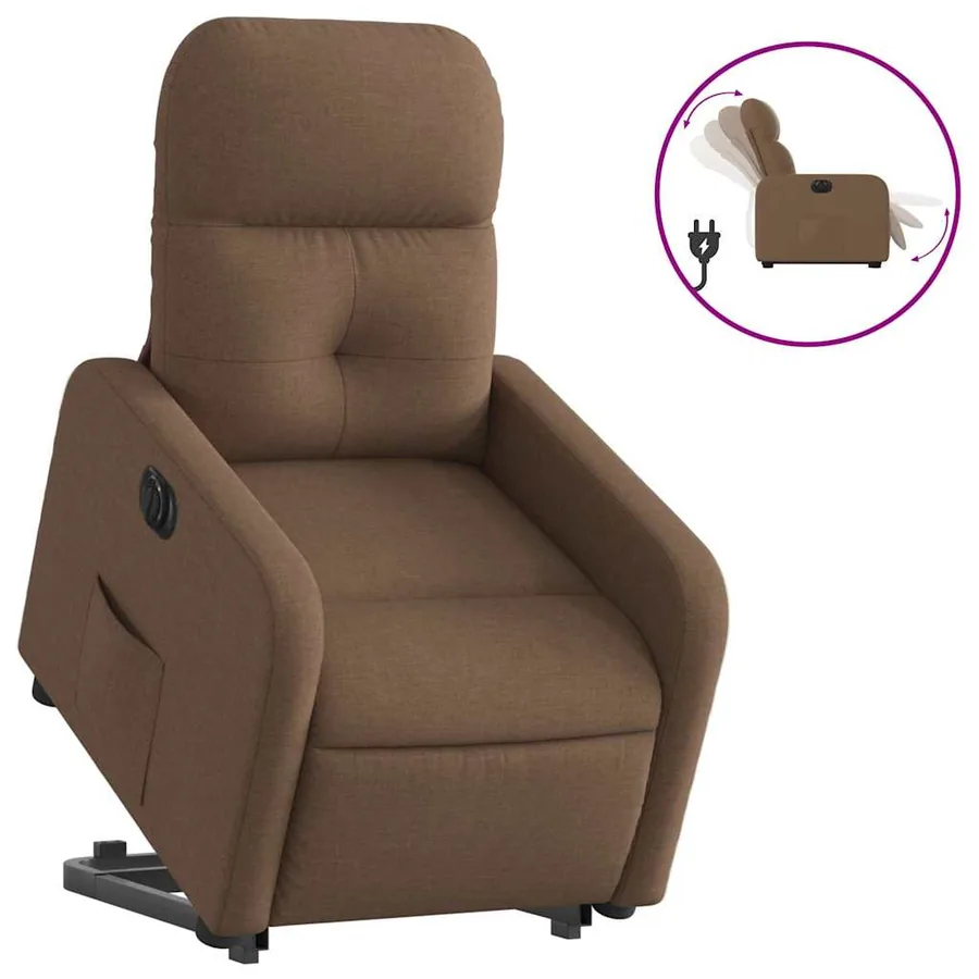Fauteuil inclinable électrique marron tissu - 2