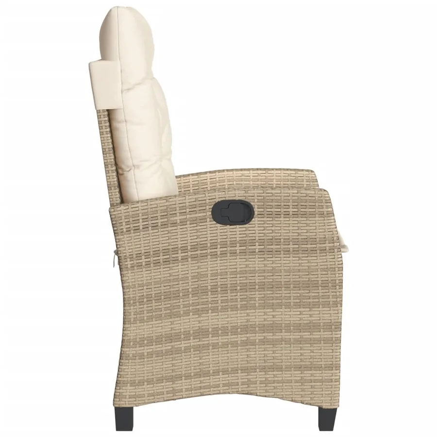 Chaise inclinable de jardin avec coussins beige résine tressée - 5