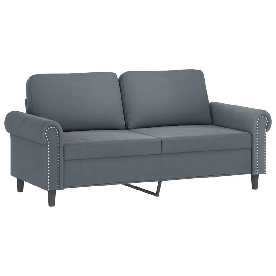 Canapé 2 places avec oreillers gris foncé 140 cm velours - 4