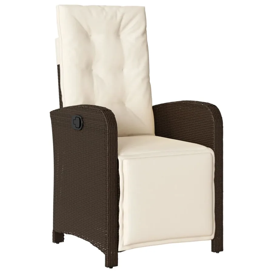 Ensemble à manger de jardin 5 pcs et coussins marron poly rotin - 3