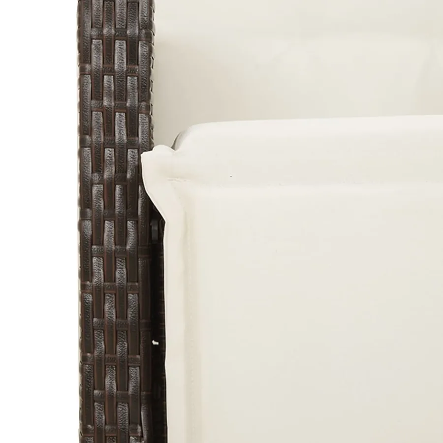 Ensemble à manger de jardin 5 pcs et coussins marron poly rotin - 11