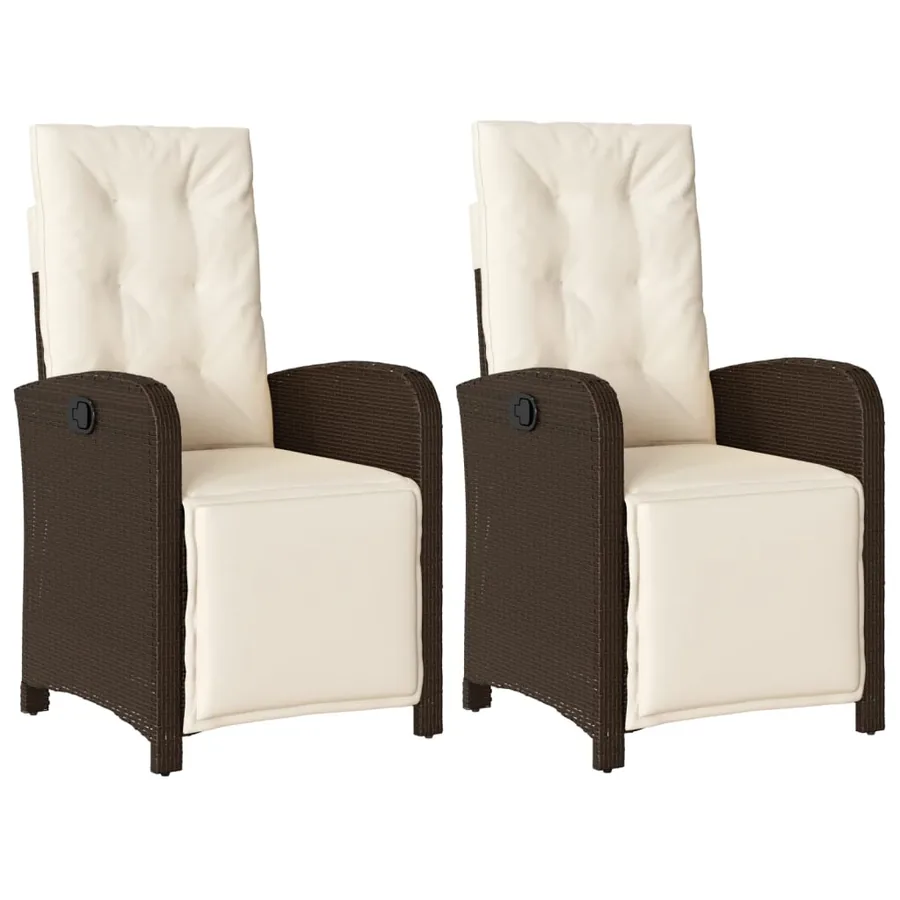 Chaises inclinables de jardin lot de 2 avec repose-pied rotin - 2