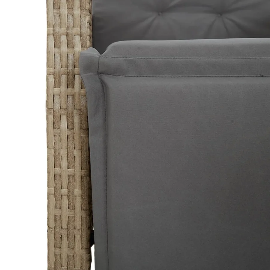 Ensemble à manger de jardin et coussins 7 pcs beige poly rotin - 6