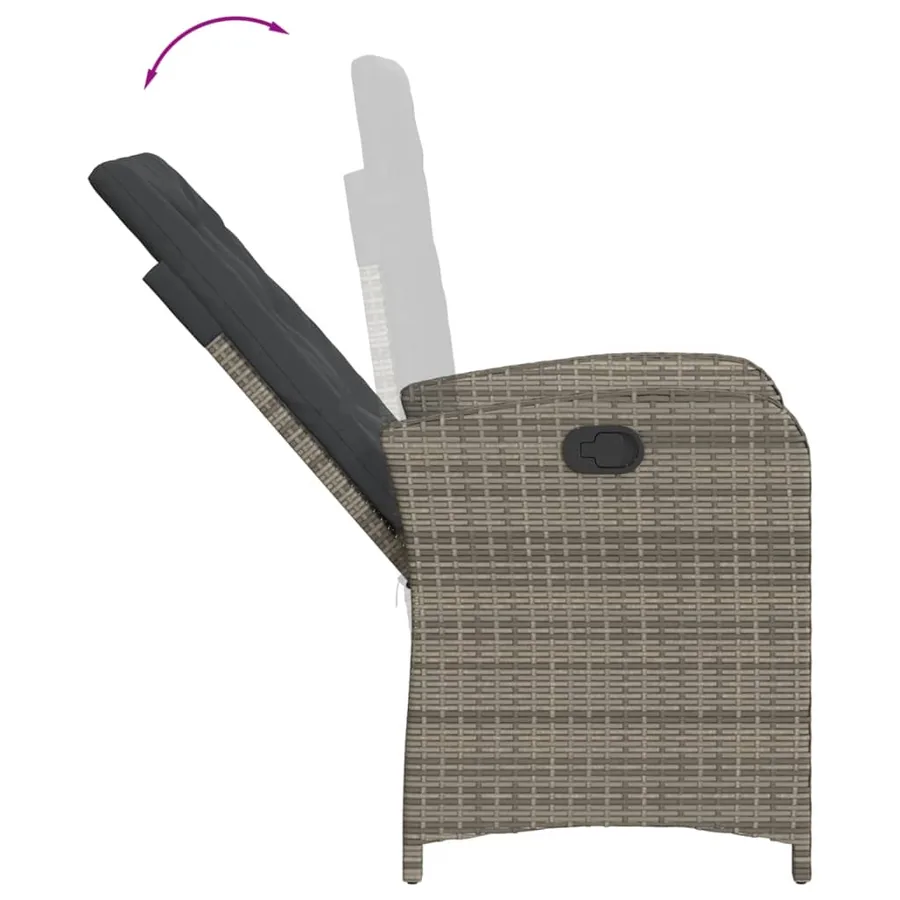 Ensemble à manger de jardin et coussins 7 pcs gris rotin - 6
