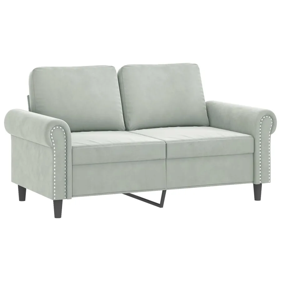 Ensemble de canapés 2 pcs avec coussins gris clair velours - 4