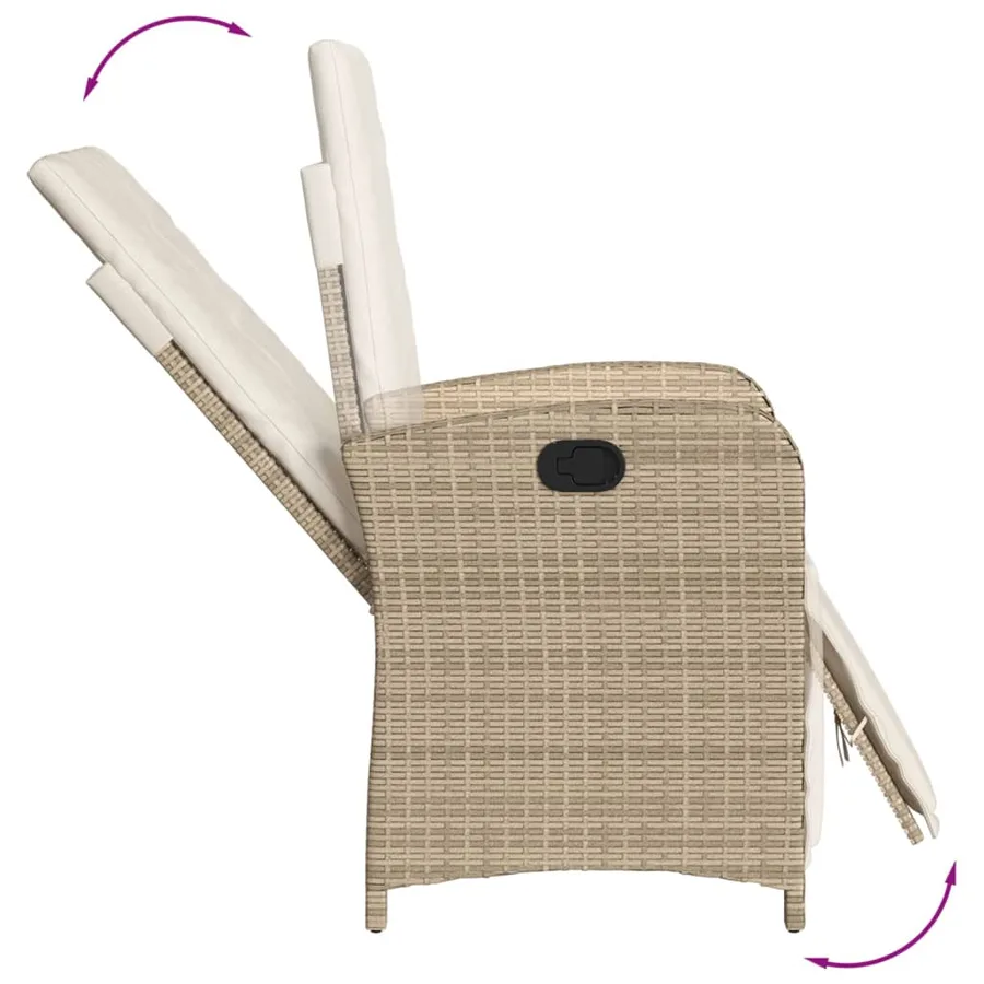 Chaises inclinables de jardin lot de 2 avec repose-pied rotin - 8