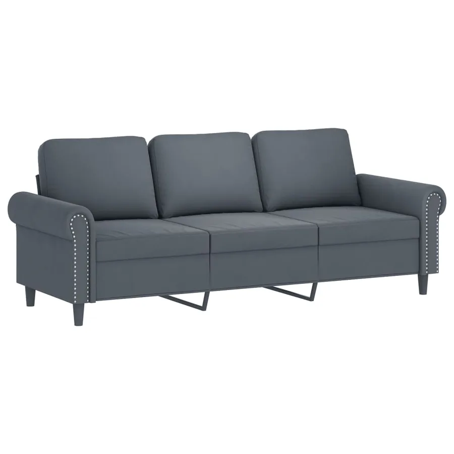 Ensemble de canapés 2 pcs avec coussins Gris foncé Velours - 4