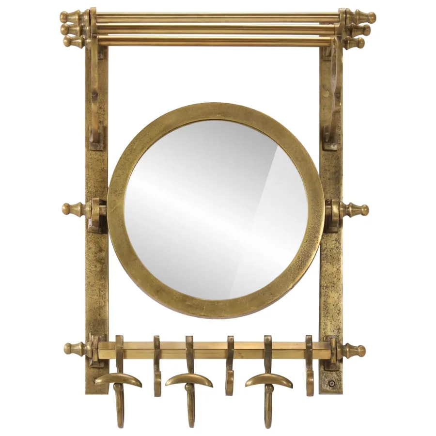 Porte-bagages avec cintres et miroir mural aluminium - 2