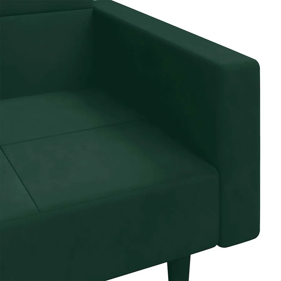 Canapé-lit à 2 places avec deux oreillers Vert foncé Velours - 9